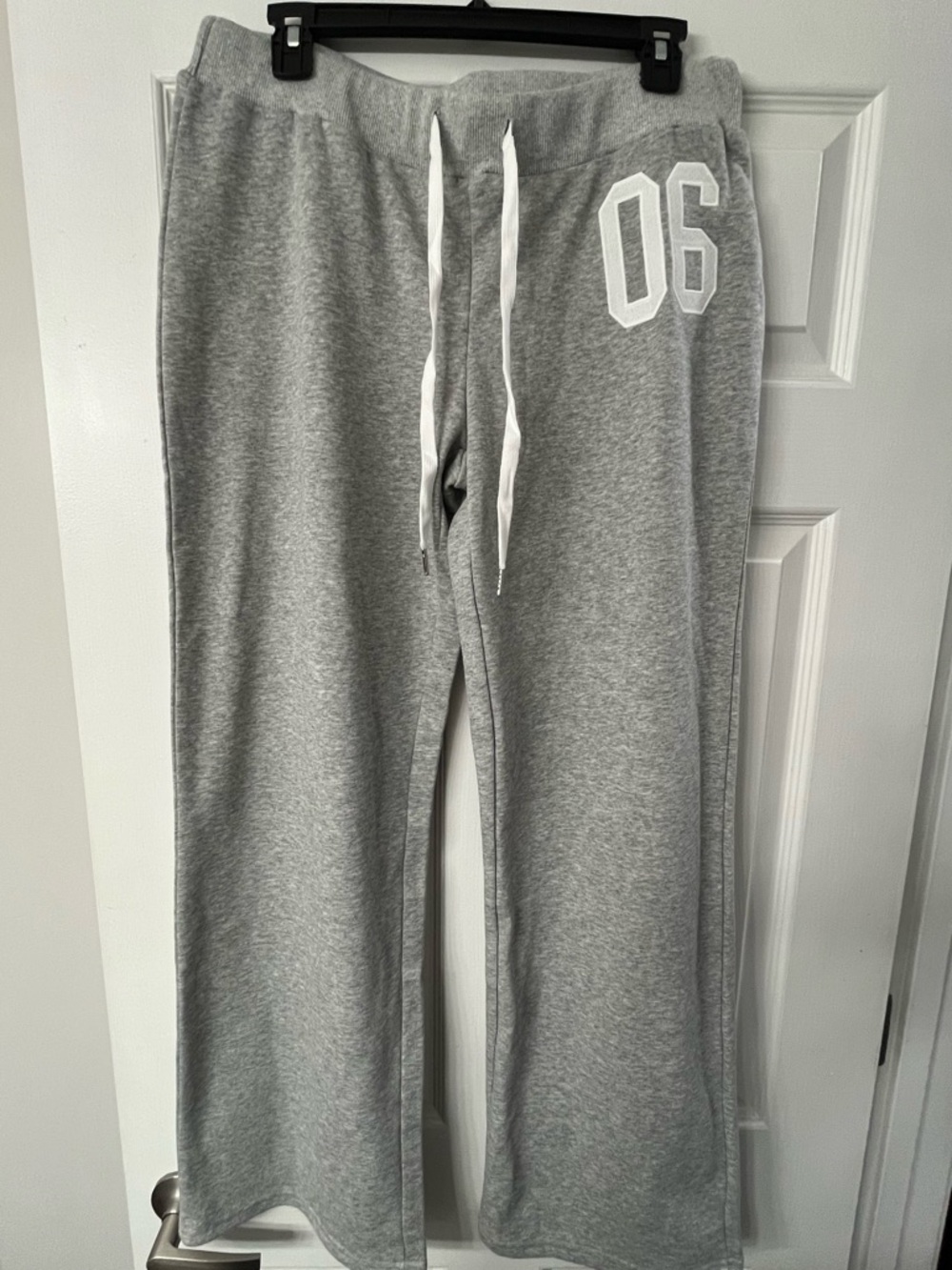 Edikted Gray Boot Cut Sweatpants with White '06' Detail